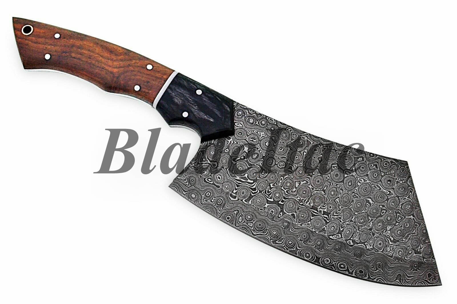 Handmade Damascus chef cleaver With Leather Sheath Full Tang Etsy