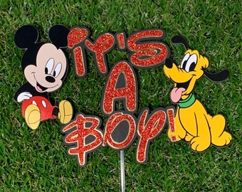 Its a boy Mickey and Pluto cake topper