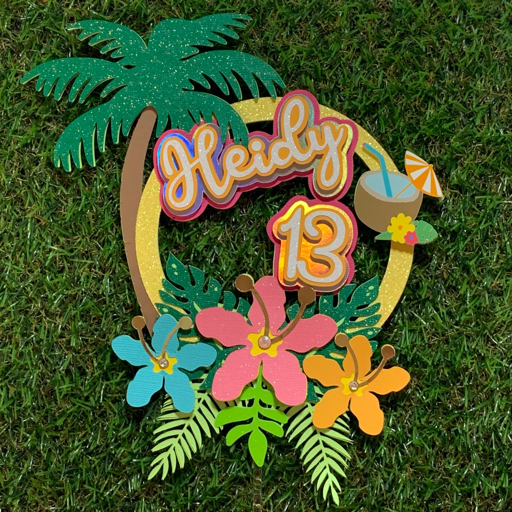 Hawaiian Party Cake Topper / Hawaiian theme / Tropical themed Etsy