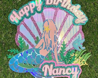 Mermaid Birthday Cake Topper: Personalized Mermaid Theme
