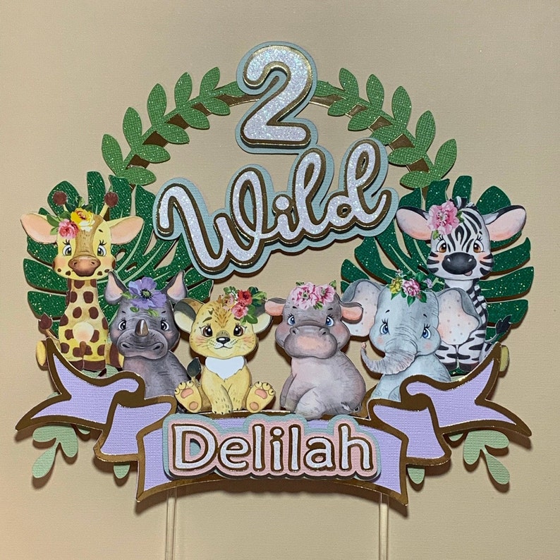 Two Wild Cake Topper / Baby Animals Cake Topper / Baby Safari Etsy