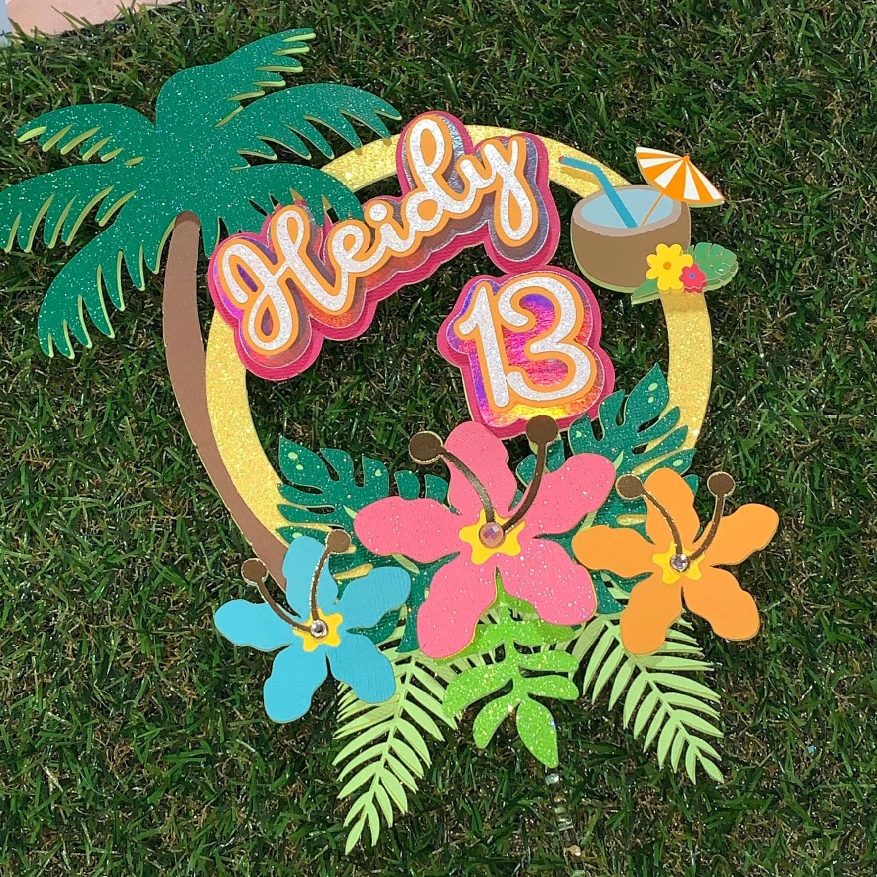 Hawaiian Party Cake Topper / Hawaiian theme / Tropical themed Etsy