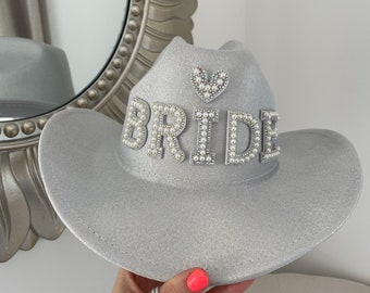 Bride Cowboy Hat | White Hat | Hen Party Hat | Wedding Gift | Wedding Favour | White Bride Hat