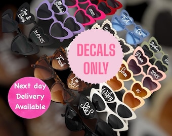 Pegatinas personalizadas para gafas de sol de boda, calcomanías de corazones de amor SOLAMENTE