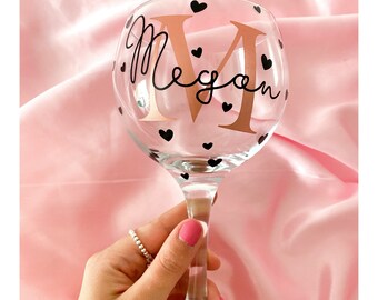 Personalised Custom Made Rose Gold Large Cocktail Pimms Gin Wine Glass Personalised Custom Made Rose Gold Large Cocktail Pimms Gin Wine Glass