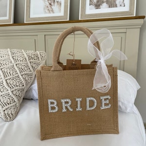 Bride Bag | Wedding Jute Bag | Beach Bag | Hen Party Bag | Bridal Bag | Wedding Day | Glitter Bag | Christmas Gift Bag
