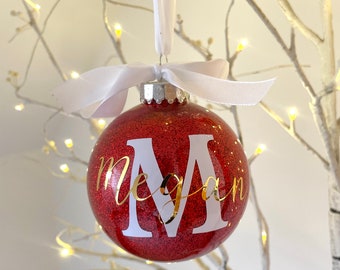 Personalised Christmas Bauble, Christmas Glitter Bauble Large Bauble 10cm  Glitter Bauble, Christmas Tree Decoration Christmas Baubles