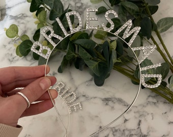 Bridal Party Headband, Rhinestone Bride, Bridesmaid, Maid of Honor