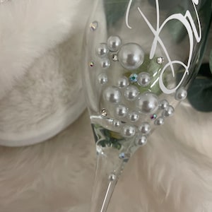 Personalised Pearl Flute Glass Birthday Gift Wedding gift Bridesmaids Gift Hen Do Bride To Be image 4