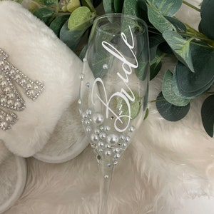 Personalised Pearl Flute Glass Birthday Gift Wedding gift Bridesmaids Gift Hen Do Bride To Be image 3