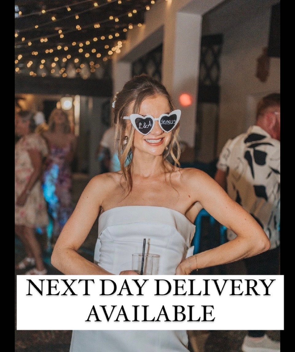 Wedding Sunglasses Personalised Love Heart Sunglasses White Wedding Personalised SunglassesWedding Video Wedding Date Initials ANY OCCASION
