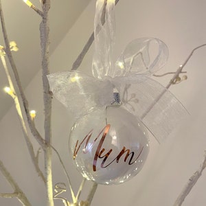 Personalised Christmas bauble Memorial Christmas bauble,  white feather bauble, Christmas ornament, Feathers appear bauble