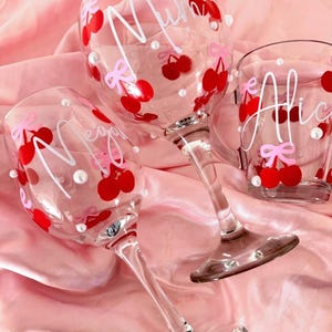 Personalised Cherry Wine Glass | Custom Name, Christmas Gift