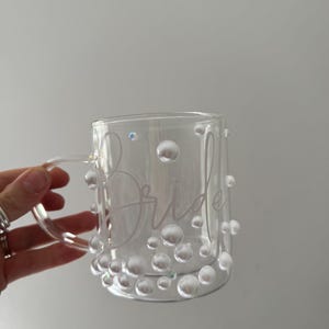 Personalized Pearl Double Wall Glass Mug - Bridal Gift