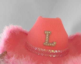 Bride Cowboy Hat | Pink Feather Hen Party Hat