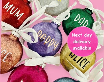 Personalised Glitter Christmas Bauble, Extra Large 10cm, Tree Decoration