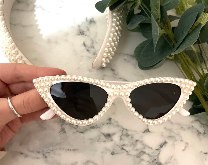Personalized Pearl Cat Eye Wedding Sunglasses