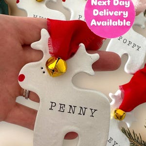 Personalized Christmas Reindeer Ornament | Handmade Clay Bauble