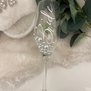 Personalised Pearl Flute Glass Birthday Gift Wedding gift Bridesmaids Gift Hen Do Bride To Be image 2