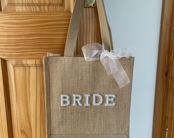 Bride Bag | Wedding Jute Bag | Beach Bag | Hen Party Bag | Bridesmaid Bag | Wedding Day