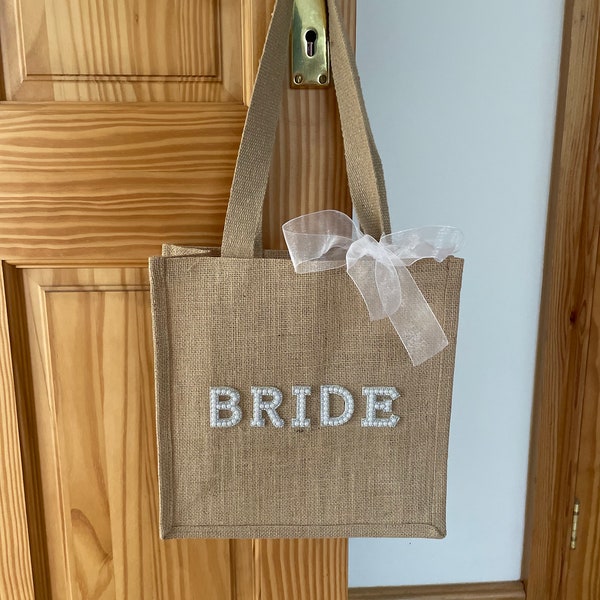 Bride Bag | Wedding Jute Bag | Beach Bag | Hen Party Bag | Bridesmaid Bag | Wedding Day
