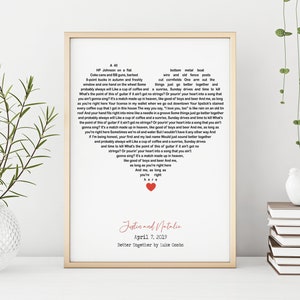 DIGITAL Favorite Song Print, Printable Wall Art, Personalized Song Print, Valentines Day Gift, Lyric Print, First Dance, Wedding Song