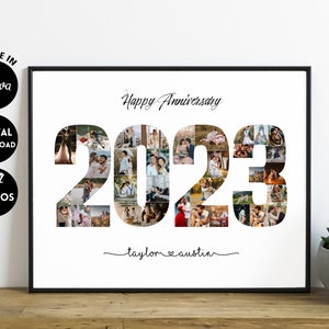 EDITABLE 34 photos, Custom 2023 Photo Collage Template, Anniversary Gift for Boyfriend, Birthday Gift 2023, Travel Remembrance