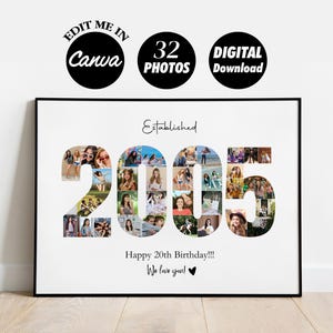 Custom 2005 Photo Collage Template, 20th anniversary, 20th birthday, Gift for Him, Present for Son and Daughter, Gift for Bestfriend