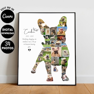 EDITABLE Custom French Bulldog Pet Photo Collage Gift for Dog, Dog Memorial Collage, Remembering Dog Souvenir