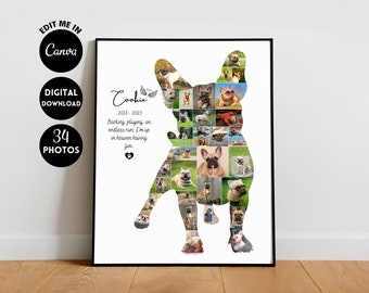 EDITABLE Custom French Bulldog Pet Photo Collage Gift for Dog, Dog Memorial Collage, Remembering Dog Souvenir