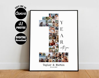 EDITABLE Custom 41 photos, Custom 1st anniversary collage | Photo collage | anniversary gift | 1 year anniversary | gift for boyfriend