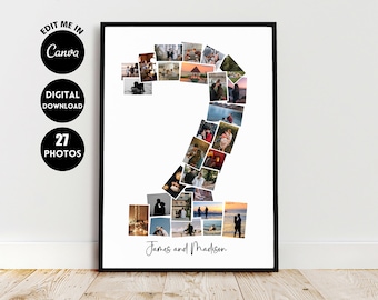 EDITABLE Custom 2nd Anniversary Collage, 2nd Anniversary Gift, Photo Collage Gift, Number Collage, 2 years anniversary, 2nd Birthday