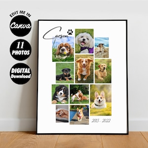 May include: A collage of 11 photos of dogs, with the name "Carson" written in cursive at the top. The photos are arranged in a grid pattern, and the dates "2018-2022" are written at the bottom.