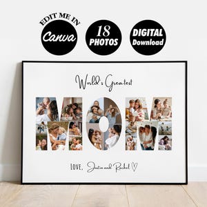 Custom Mom photo collage Template, Gift for Mommy, Mother&#39;s Day Present For Mom, Birthday Gift