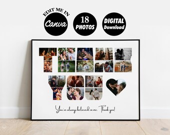 Thank you Photo Collage Template, Gift for Coach, Personalized Frame, Thank you Gift for Mentor, Teacher's Day