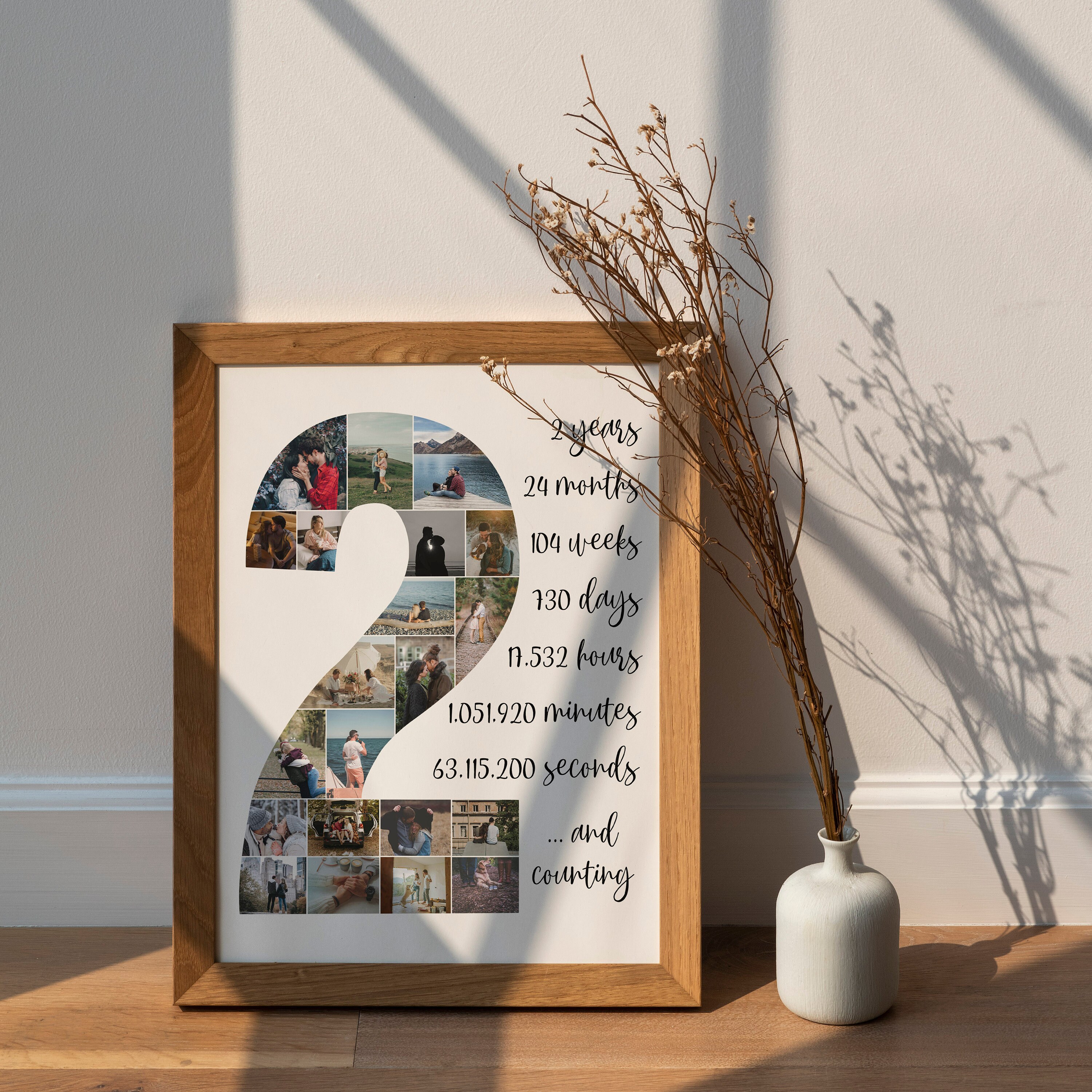 EDITABLE Custom 2nd Anniversary Photo Collage Template, 2 Years Gift ...