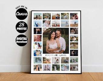 EDITABLE Custom Anniversary Photo Collage Template Gift for Boyfriend, Gift for her, Gift for Him, Valentine's Day present