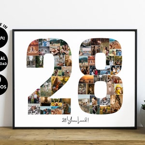 EDITABLE Custom 28 years | 28th anniversary | 28th birthday Photo Collage Template Gift | Gift for him | Gift for her