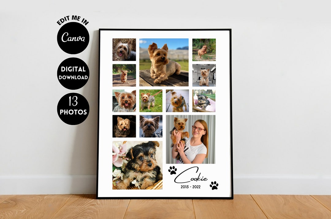EDITABLE Custom Gift Dog Memorial Collage Dog Memorial Photo Etsy