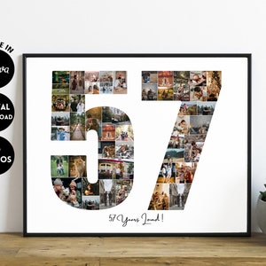 EDITABLE Custom 57 years Photo collage Template | 57th anniversary | 57th birthday Photo Gift