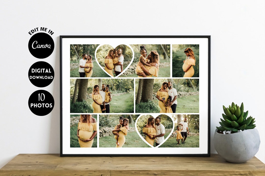 EDITABLE Anniversary Photo Collage Template Gift, Family Portrait Shoot ...