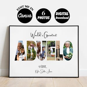 Personalisierte ABUELO Foto Collage Vorlage Geschenk für Großvater, Vatertag und Geburtstagsgeschenk für Lolo, Digital Printable