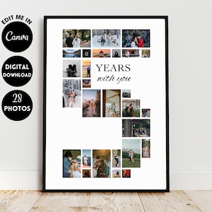 EDITABLE Custom 5th Anniversary Collage, 5th Anniversary Gift, Photo Collage Gift, Number Collage, 5 years anniversary, 5 year collage
