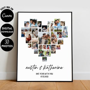 EDITABLE 30 photos, Custom 1st anniversary collage | Photo collage | anniversary gift | 1 year anniversary | gift for boyfriend
