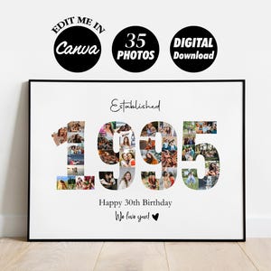 Custom 1995 Collage 30th birthday Gift Template Print 30th Anniversary Photo Collage Gift for him, Year 2025