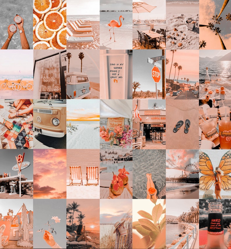 Ready to Print Aesthetic Pastel  Orange Beach Vibe Wall 