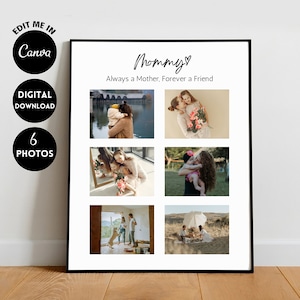 BEWERKBARE aangepaste moeder fotocollage canvas, gepersonaliseerd Moederdagcadeau, cadeau voor moeder, verjaardagscadeau, jubileumcadeau