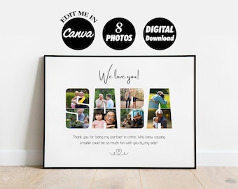 Collage de fotos personalizado para el abuelo, regalo del Día del Padre (imprimible digitalmente)