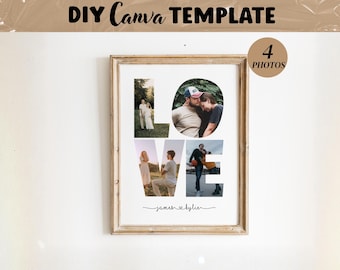 Personalized Birthday Anniversary Photo Collage Template Gift for Boyfriend, Love Wall Print