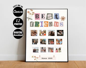 Best Friends Photo Collage Gift | Personalized BFF Template Print (Digital Download)